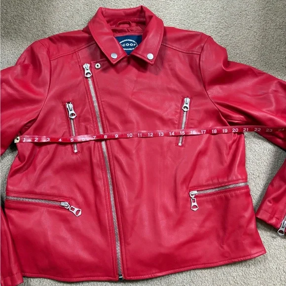 Vibrant Red Leather Jacket for Women - Picture 2 of 13